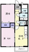 エスポワール赤坂 2DKの間取り