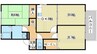 オークヒルズC棟 3DKの間取り