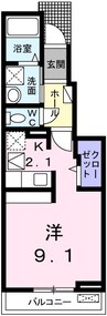 ワイズプランドール 1Kの間取り