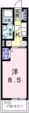 アクロポリスⅤ 1Kの間取り