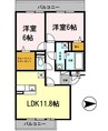 プリンシプル　Ⅲ棟 2LDKの間取り