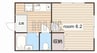 ツーバイフォー栗山 1Kの間取り