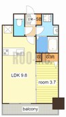 レジデンスｈ忍町 1LDKの間取り