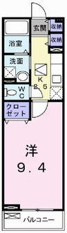 ソレイユ・北野 1Kの間取り