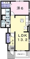 グランペール古賀Ⅲ　Ｂ 1LDKの間取り