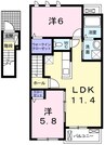 アルモニー・ガーデンⅡ 2LDKの間取り