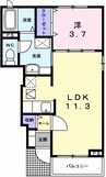 アウローラ玉手Ⅱ　Ａ 1LDKの間取り