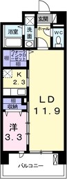 クレール姫路 1LDKの間取り