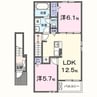 フローリッシュ・メゾン上野田２ 2LDKの間取り