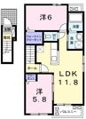 アルモニー・ガーデンⅡ 2LDKの間取り