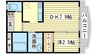 コスモコート 1DKの間取り