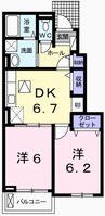 エスペランサ香寺 2DKの間取り