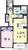 メゾン　グラースＢ 1LDKの間取り