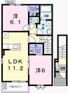 カレントコートⅠ 2LDKの間取り