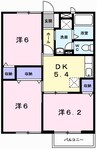 ソレイユ　西本パート１Ａ 3DKの間取り