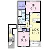 プレッソ姫路東Ⅰ 2LDKの間取り