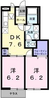 サンシャルマン 2DKの間取り