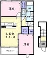 グランディアス　トシ 2LDKの間取り