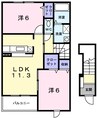 グランディアス　トシ 2LDKの間取り