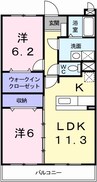 リバーサイドブライト 2LDKの間取り
