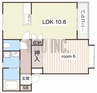 フローラⅠ 1LDKの間取り