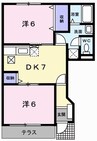 パルトネールＦ１ 2DKの間取り