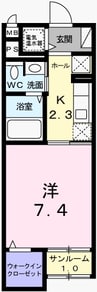 ジュエル 1Kの間取り