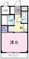 サンドミール 1Kの間取り
