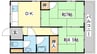 シャトー東洋 2DKの間取り