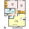 泰山木苑　C棟 2LDKの間取り