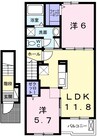 アーディ　ヴィラⅡ 2LDKの間取り