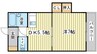 第２森レジデンス 1DKの間取り