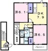 エスポワールメゾン 2DKの間取り