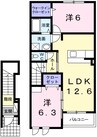 ソレイユ　Ⅱ番館 2LDKの間取り