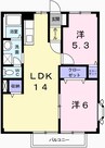 パレスイナバ 2LDKの間取り