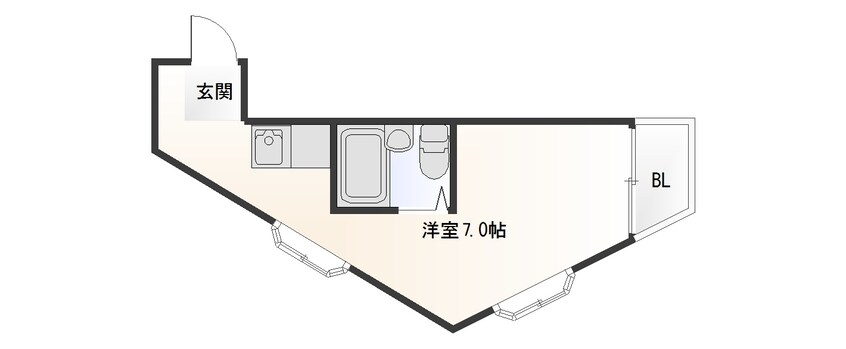 間取図 大阪メトロ御堂筋線/大国町駅 徒歩7分 7階 築37年