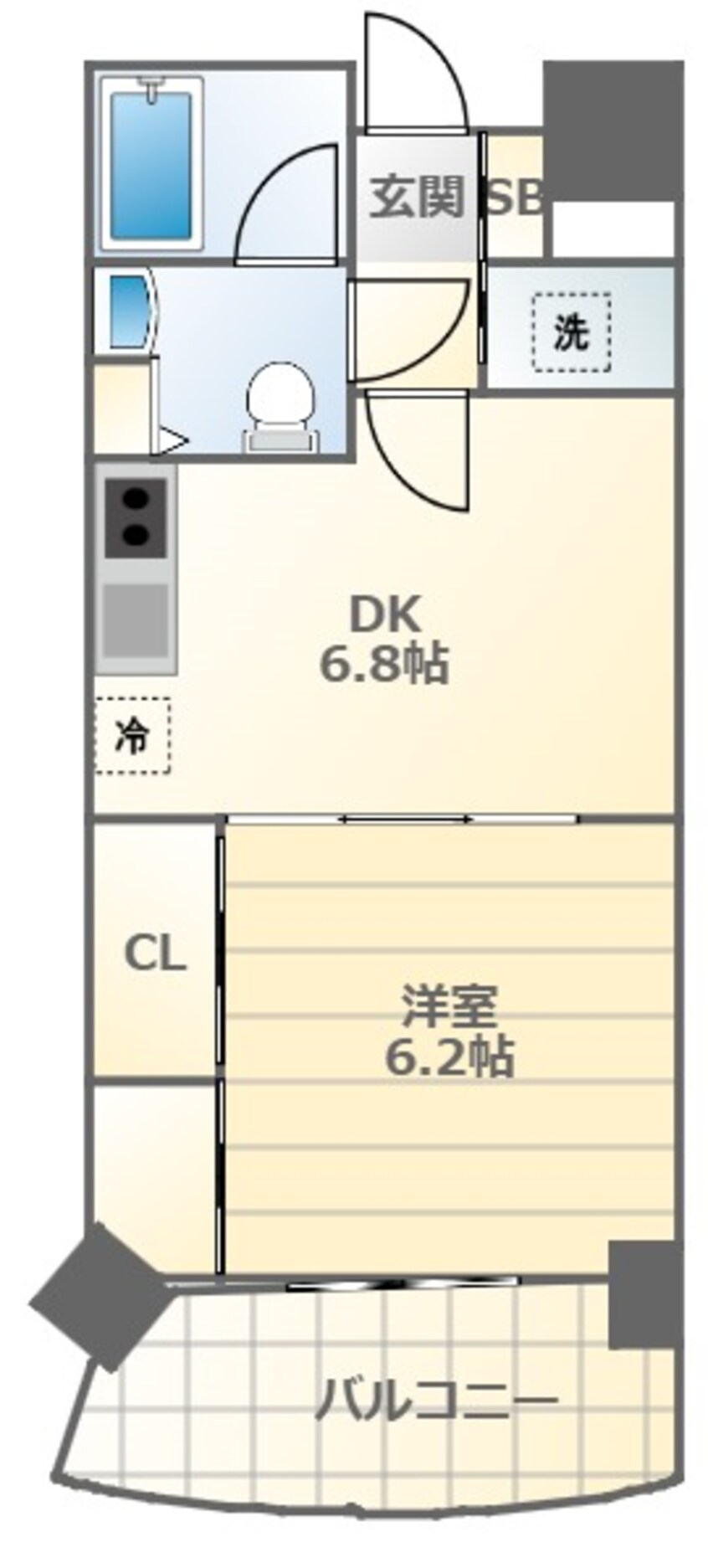 間取図 大阪メトロ御堂筋線/大国町駅 徒歩5分 9階 築14年