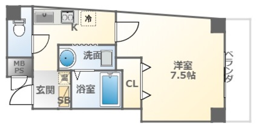 間取図 大阪メトロ御堂筋線/大国町駅 徒歩3分 4階 築11年