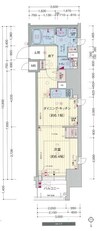 プレサンスタワー北浜 1DKの間取り