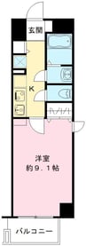 セレブコート弁天 1Kの間取り