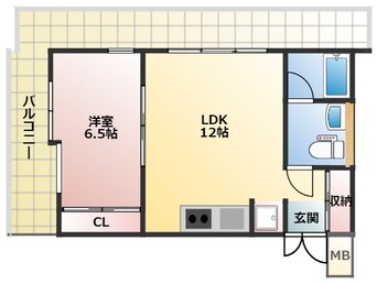 間取図 大阪メトロ千日前線/桜川駅 徒歩6分 4階 築27年