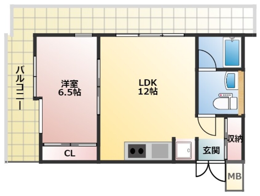 間取図 大阪メトロ千日前線/桜川駅 徒歩6分 4階 築27年