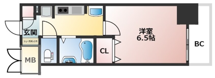 間取図 大阪メトロ御堂筋線/大国町駅 徒歩7分 7階 築17年