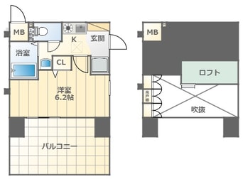 間取図 大阪メトロ御堂筋線/なんば駅 徒歩9分 6階 築22年