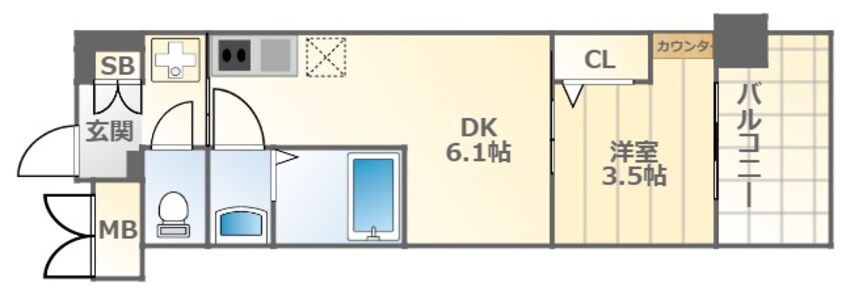 間取図 大阪メトロ御堂筋線/大国町駅 徒歩6分 2階 1年未満