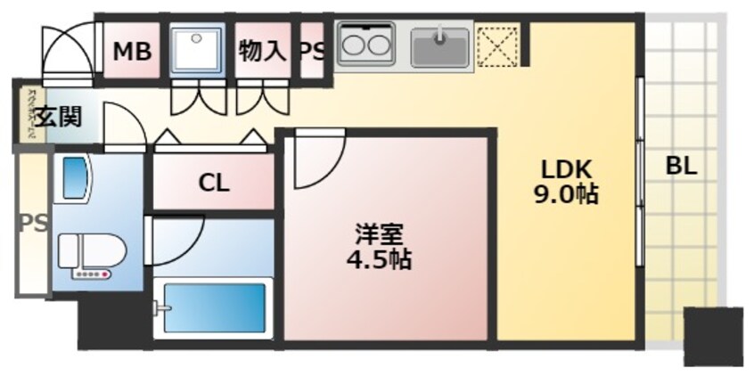 間取図 大阪メトロ御堂筋線/大国町駅 徒歩4分 8階 築18年