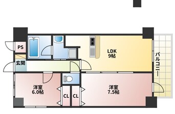 間取図 大阪メトロ御堂筋線/大国町駅 徒歩6分 8階 築17年