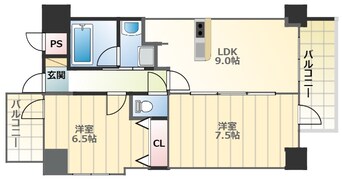 間取図 大阪メトロ御堂筋線/大国町駅 徒歩6分 3階 築17年