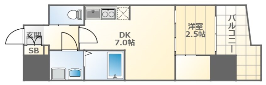 間取図 大阪メトロ御堂筋線/大国町駅 徒歩2分 8階 築3年