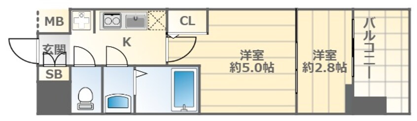 間取図 大和路線・関西本線/ＪＲ難波駅 徒歩4分 13階 1年未満